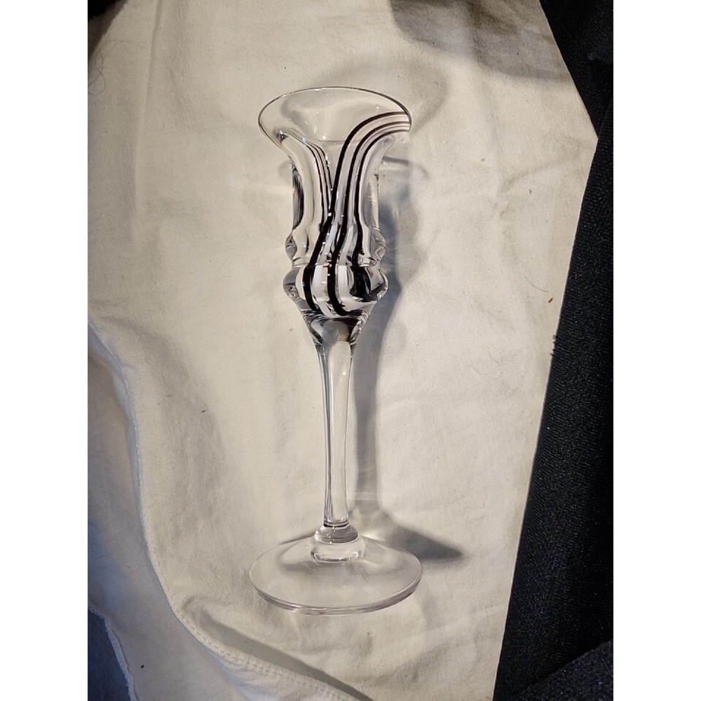 Caithness Glass Candlestick, Panache- Midnight, 5.5",English,designed C. Terris